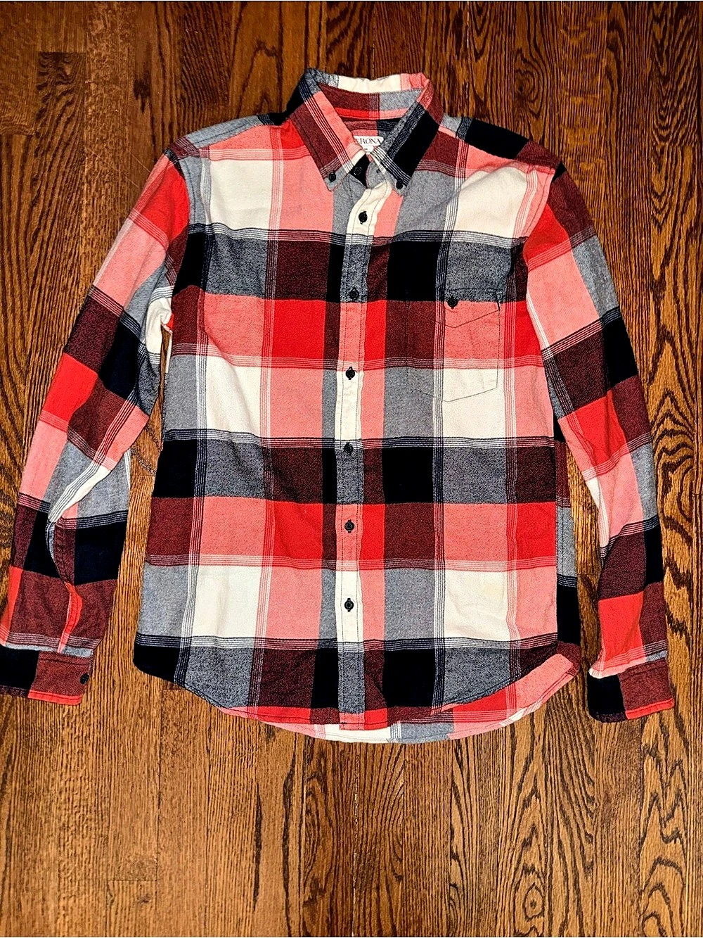 Merona Plaid Cotton Shirt in Red & Black Size Medium